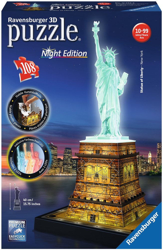 3D Puzzel - Statue of Liberty - Night Edition (108 stukjes) - kopen Spellenrijk.nl